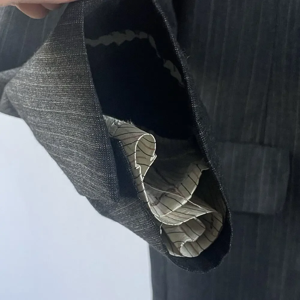Vtg Brooks Brothers Brooksgate Wool Blazer Gray Pinstripe‎ 38R Classic Fit USA